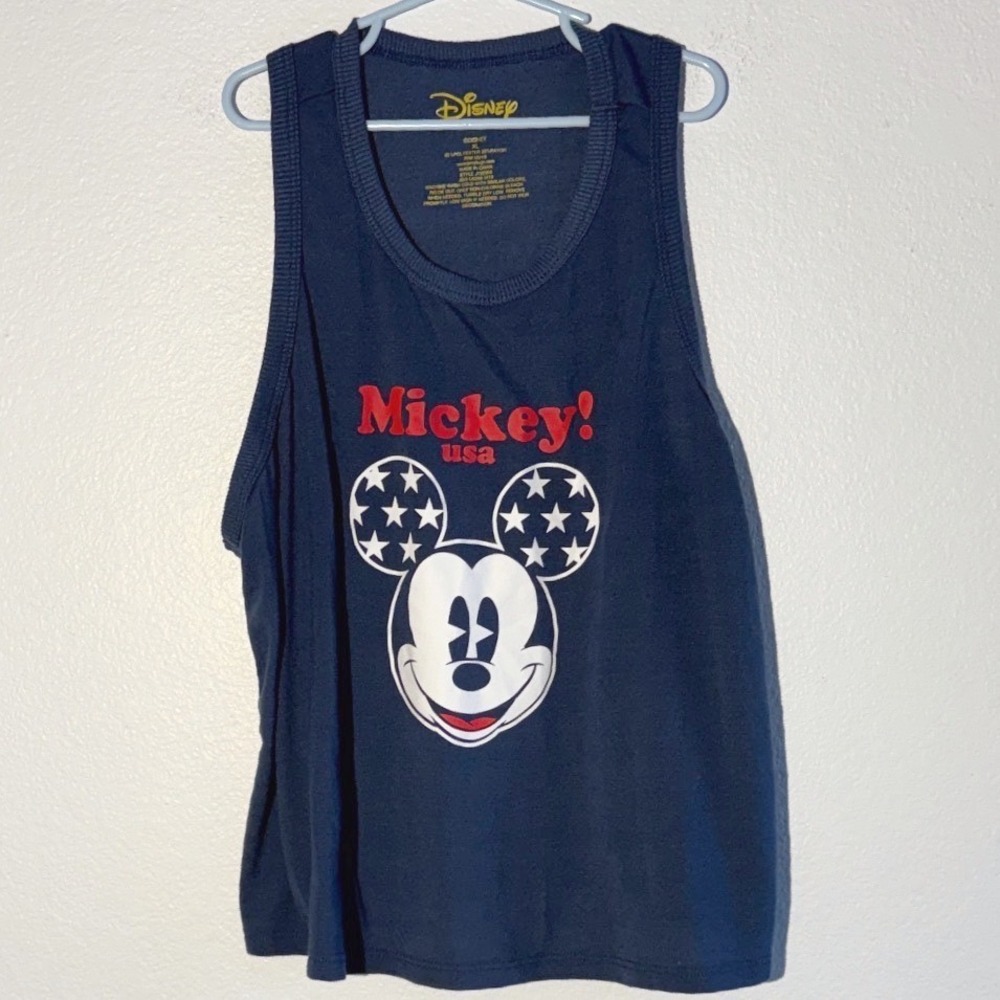 Disney Mickey‎ USA Tank Top Navy Blue Graphic Sleeveless Shirt XL